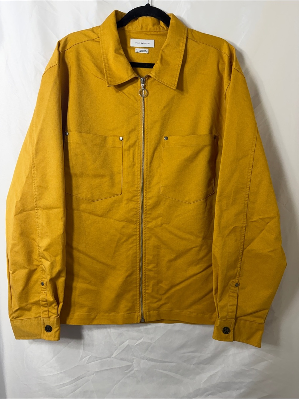 Urban Outfitters Full Zip Mechanic Jacket Utility Workwear Twill Mustard XL